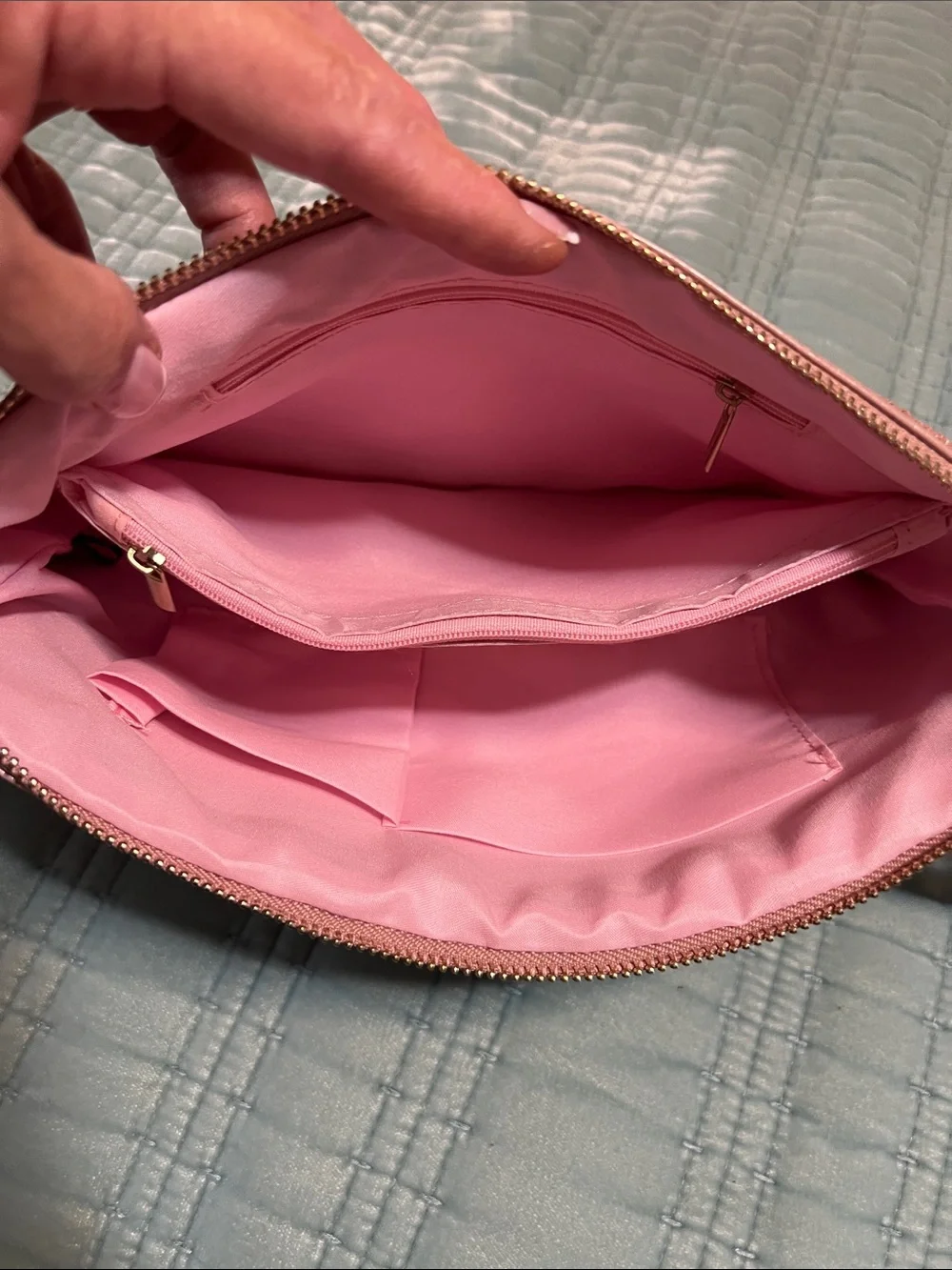 Woven Pink Crossbody Clutch Bag - Women's Shoulder Strap